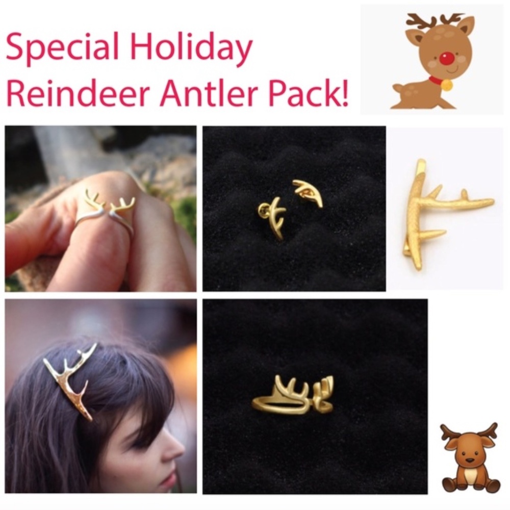 x6 $2ea Christmas Holiday Jewelry Bundle Antlers Accessories Stocking Stuffers